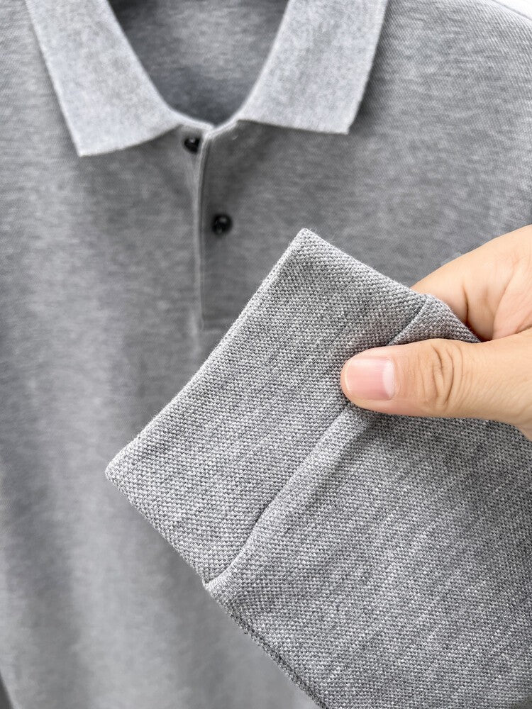 Durable 100% Cotton Men Polo Shirt,Autumn Leisure Long Sleeve, Breathable Lapels T-shirt, 16 Colors, Perfect for Golf and Sports