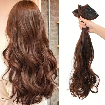 Conjunto de corte de cabelo sintético feminino 3pçs - extensão de cabelo ondulado natural invisível com presilha BB fixada ao cabelo feminino peruca resistente ao calor
