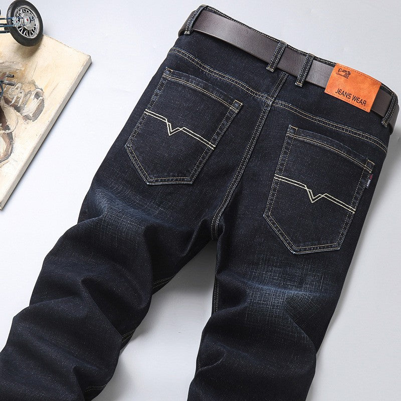 Quatro Estações Calça Jeans Perna Reta Elástica Casual de Negócios Calça Jeans Atacado Homem Masculino Adulto Cavalheiro Confortável Alta Qualidade