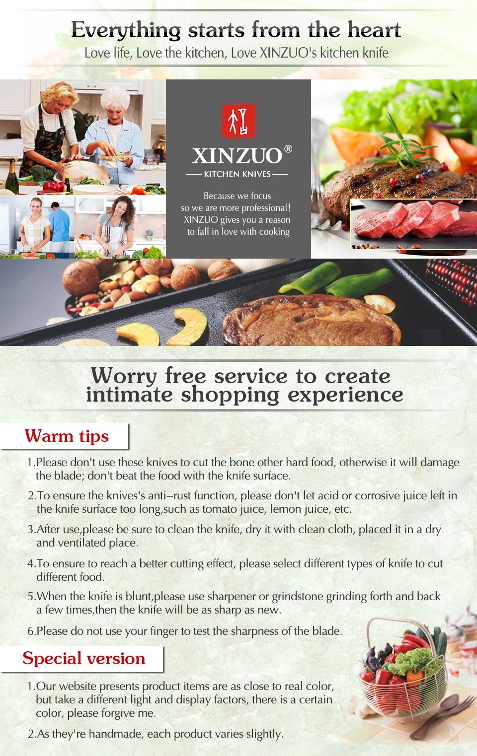 XINZUO 210mm Chef Knife 3 Layer 440C Core Clad Steel Kitchen Knives Stainless Steel Sharp Butchers Gyutou Knife with G10 Handle