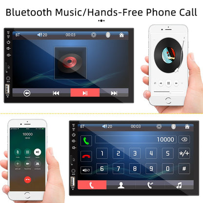 Rádio Automotivo 1 Din 7" MP5 Multimídia Tela de Toque HD Universal Autorádio ISO Entrada Auxiliar USB BT Espelhamento de Tela