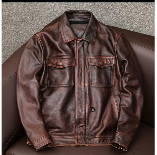 Wholesales.100% Genuine Leather jacket.Classic casual black Men cowhide clothes.quality plus size leather coat.Father's gift