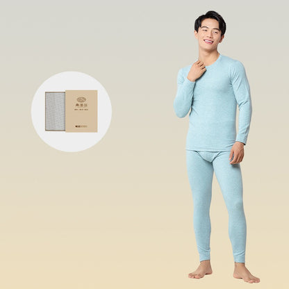 6760 Autumn Winter Keep Warm Slim Underwear Tops Pants For Men Good Quality Mulberry Silk Fleece Thicken Simple Male Sets Gift