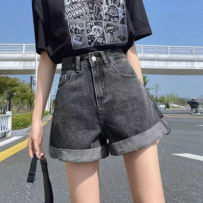 High Quality Street Y2K Retro Denim Shorts Shinjuku Hip Hop Pocket Loose Denim Shorts For Men and Women In Summer Gothic Shorts