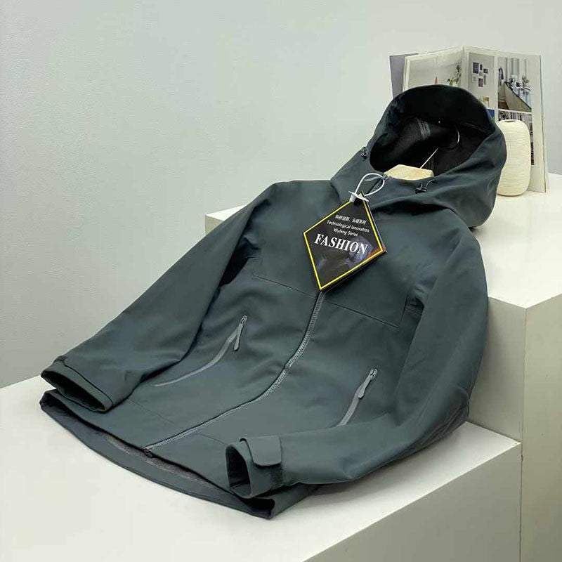 ARC Outdoor Fashion Casual Skiing Men's Sports Plus Fleece Soft Shell British Style Fishing Retro Seamless Adhesive Jacket