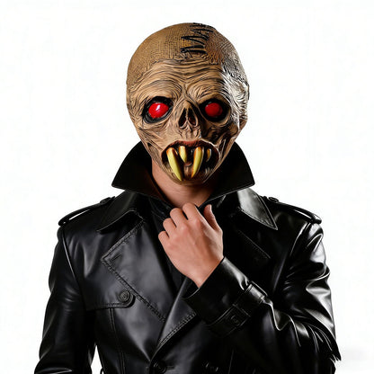 1Pc Scary Zombie Monster Latex Full Face Mask Red Eyes Yellow Fangs Unisex Halloween Cosplay Prop