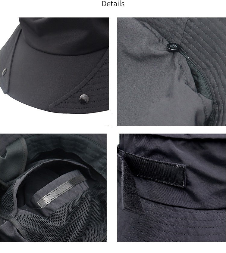 UPF50+ Men Surfing Hat Wide-brimmed Surf Cap Men Hat Breathable Brim Sunshade Quick-drying Beach Cool Cap Windproof Bucket Hat