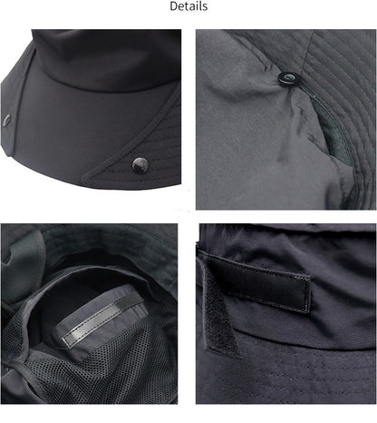 UPF50+ Men Surfing Hat Wide-brimmed Surf Cap Men Hat Breathable Brim Sunshade Quick-drying Beach Cool Cap Windproof Bucket Hat