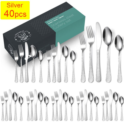 20/30/40Pcs Luxury Tableware Flatware Set Creative Snake Skin Hotel Steak Dinnerware Set Stainless Steel Gold Cutlery Set Gift