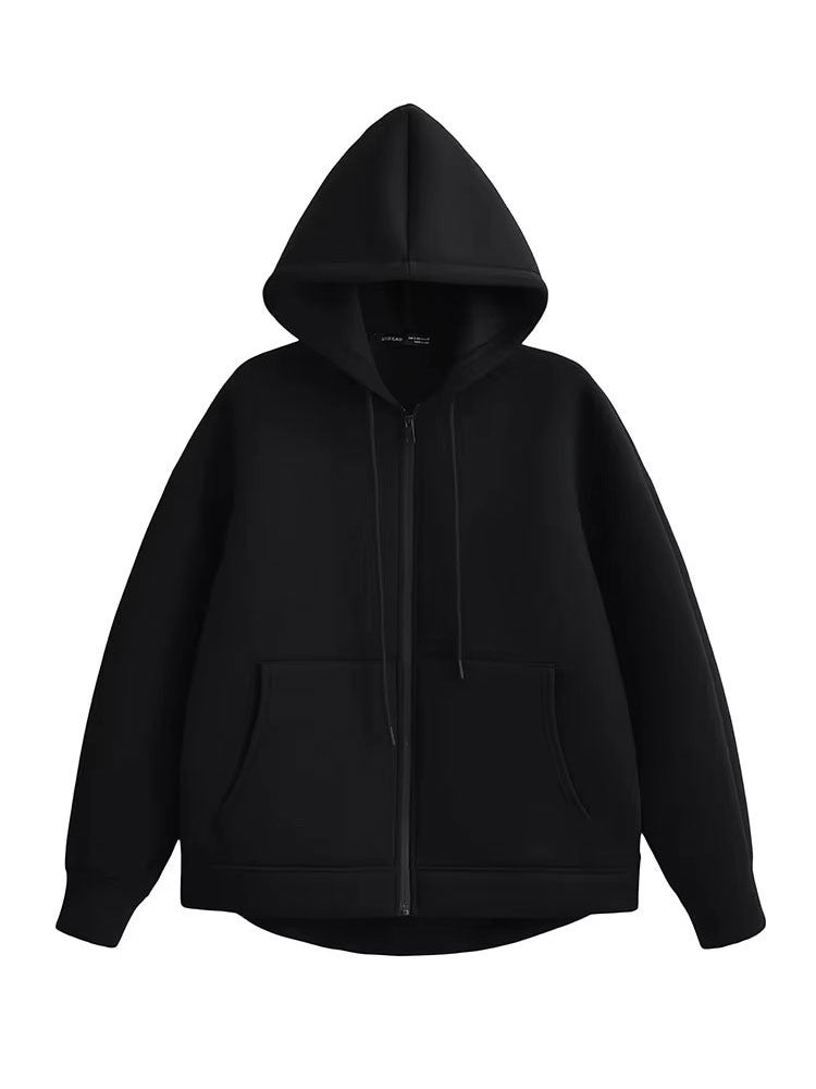 HH Autumn Women Gray Jacket With Hood Long Sleeve Big Pocket Zipper Jacket Coat Woman Loose Casual Outerwear Coat Tops