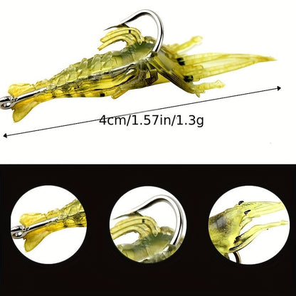 30 Pieces/Box Silicone Simulation Soft Shrimp Bait Hooked Shrimp, Bass and Bent Beak Bait, Fishing Accessories