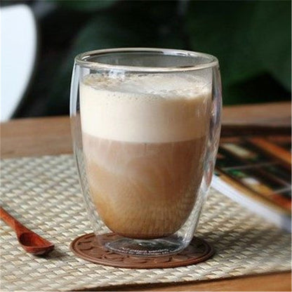 Copo de Vidro de Parede Dupla Isolamento Térmico Transparente Feito à Mão para Chá Copos MINI de Uísque Caneca de Café Expresso Conjunto de 250-450ml