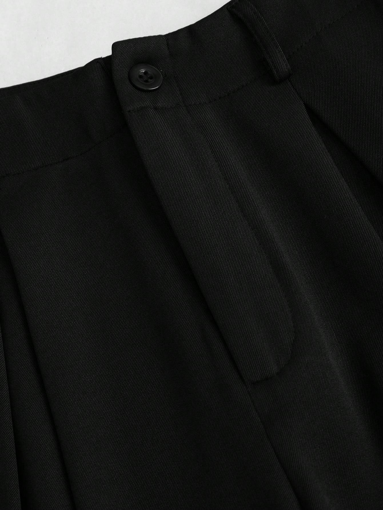 Women's Elegant Jacquard Pleating Wide-Leg Pants Office/Commuting Solid Color Loose Casual Suit Pants, Autumn/Winter