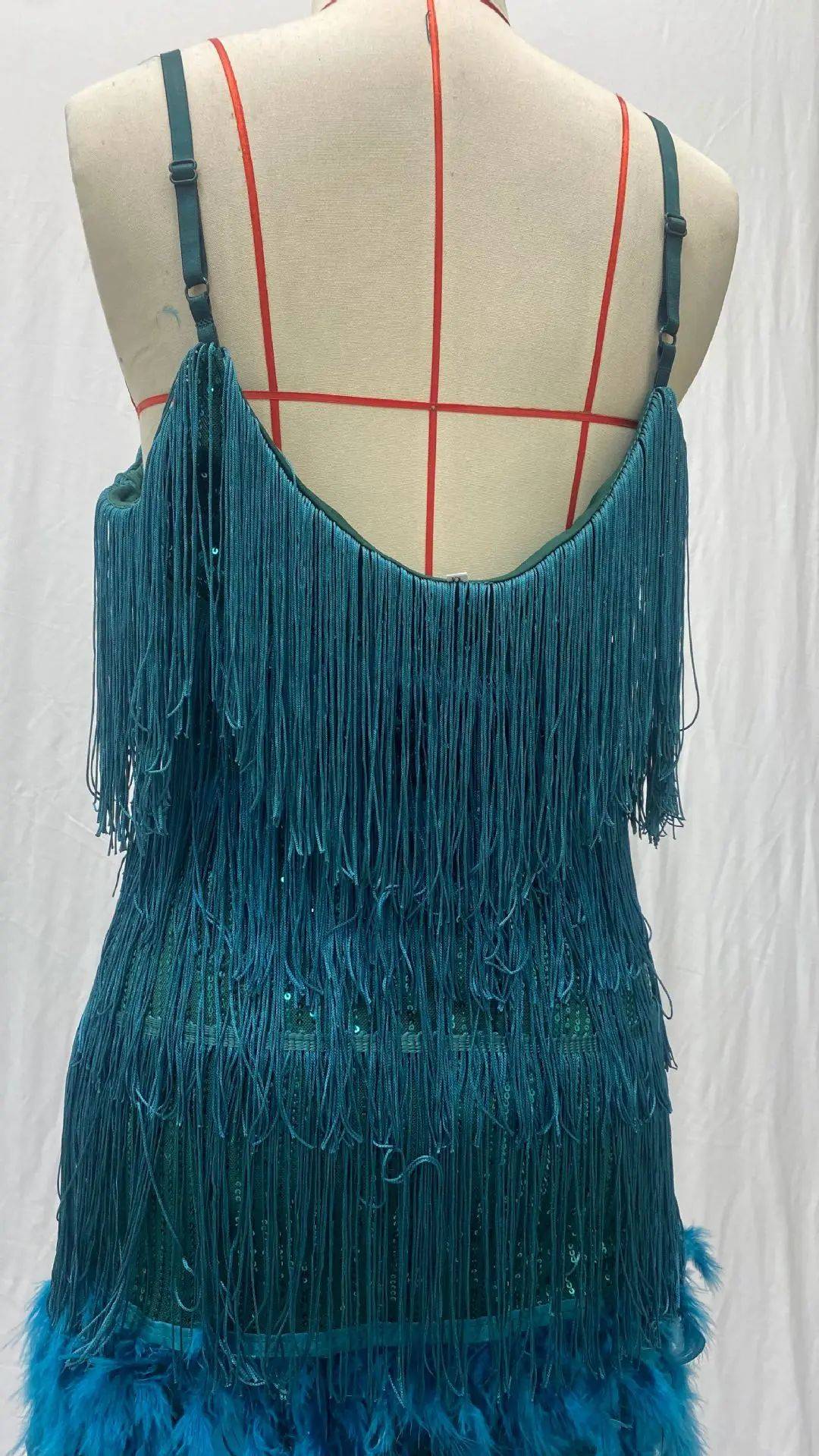 2024 Summer New Fashionable Framed Sequins Feather Patchwork Dress Colorful Amazon Direct Sales Women's Sleeveless Dress