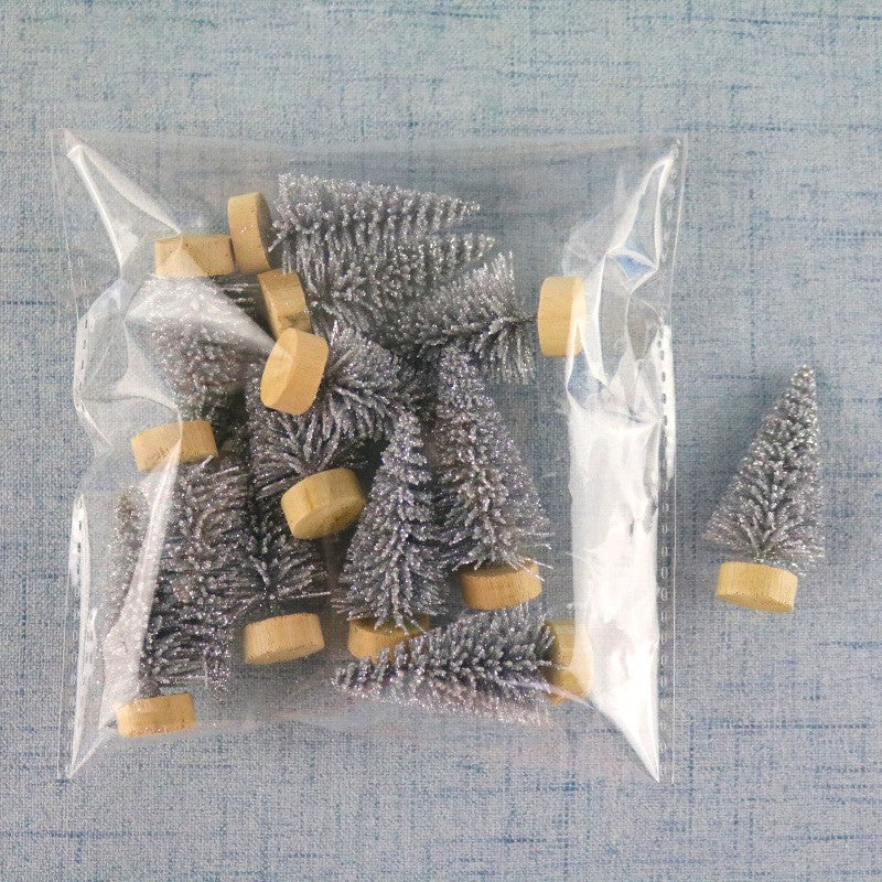12Pcs Mini Christmas Tree DIY Ornament Artificial Pine Sisal Snow Landscape Xmas Trees Decoration Tabletop Navidad Decor Gifts