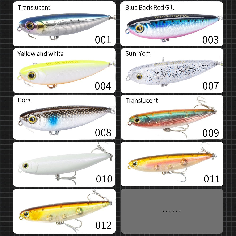 Isca Artificial Hunthouse Topwater Pencil 60/90/100mm 6.4/12.4/18.8g Flutuante de Superfície Iscas Top Water para Robalo e Lúcio