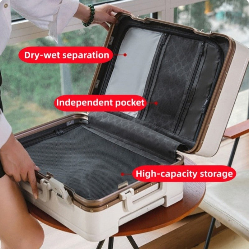 Nova Mala de Alta Qualidade 20" de Bordo para Viagem Trolley Bag Estrutura de Alumínio Atualizada com Trava Bagagem de Rodinhas Material ABS+PC