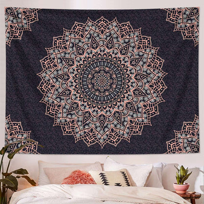 1pc Bohemian Mandala Tapestry, Retro Plant Flower psychedelic Tapestry, Hippie Style Room Decoration Wall Hanging