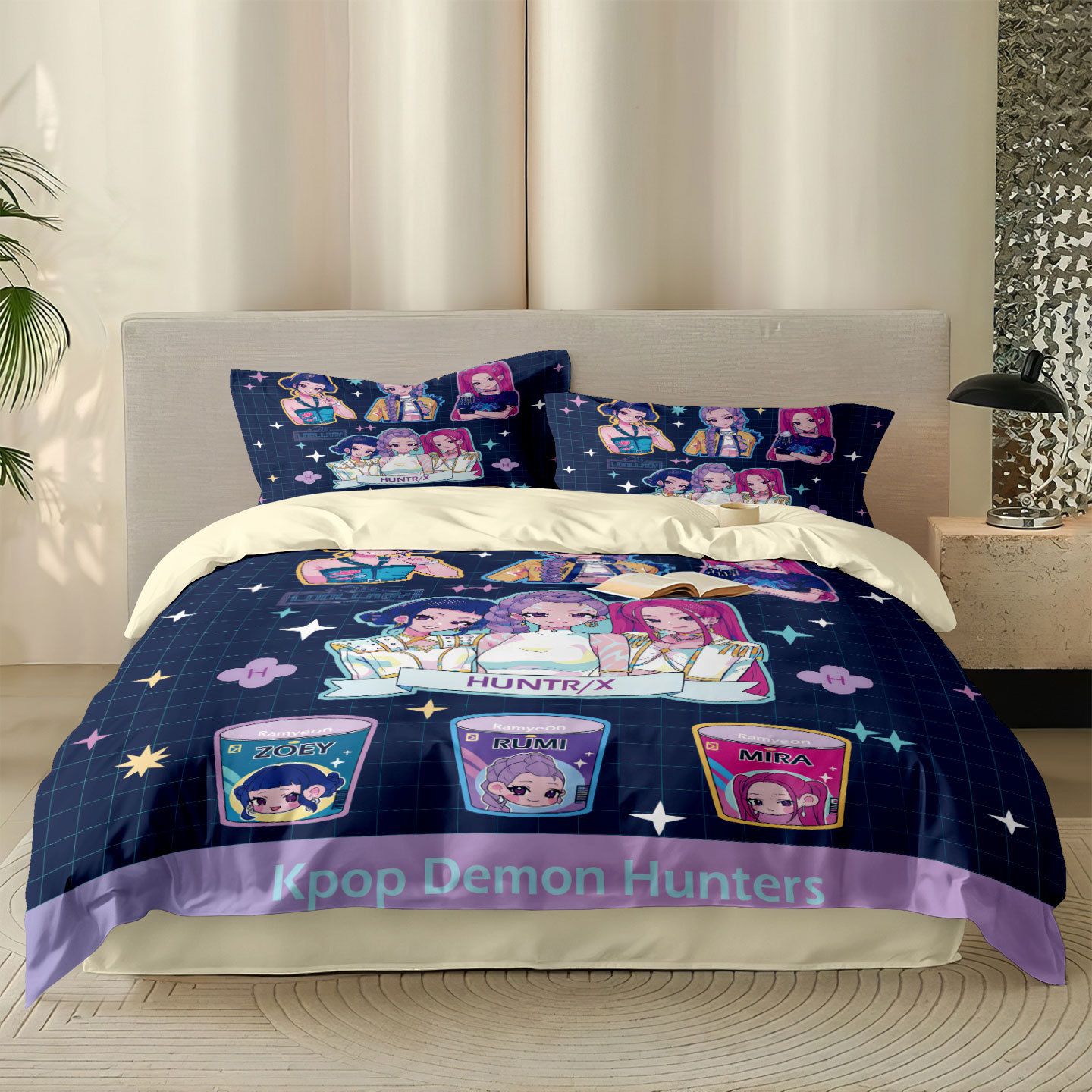 Kpop Demon Hunters Huntrix Bedding Set - Single to King Size, Anime Print Duvet Cover Sets for Adult Bedrooms