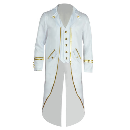 Halloween Costume Men Tuxedo Medieval Vintage Costume Male Mid-Length Punk Vintage Gilt Tuxedo Stage Performance Clothing