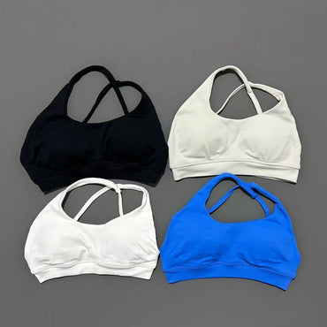 Women Asymmetric Sports Bra Seamless Yoga Top High Support Removable Chest Open Back Bra Gym Workout Underwear