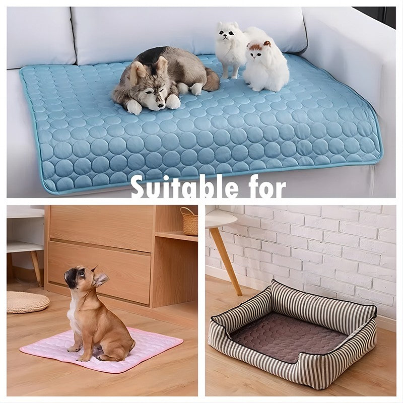 Tapete Gelado para Cães e Gatos, Colchonete Refrescante de Seda Gelada e Antiumidade para Animais de Estimação, Almofada para Dormir no Verão, 5 tamanhos