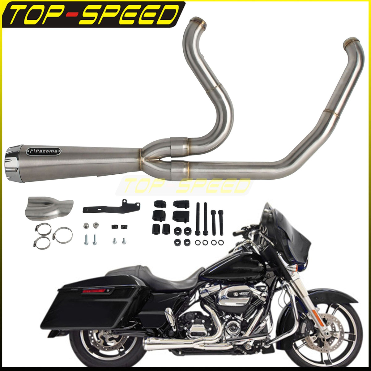 For Harley CVO Street Glide FLHXSE 2017-2025 CVO Road Glide ST FLTRXSTSE 2024-2025 2-Into-1 Exhaust Motorcycle Touring Mufflers