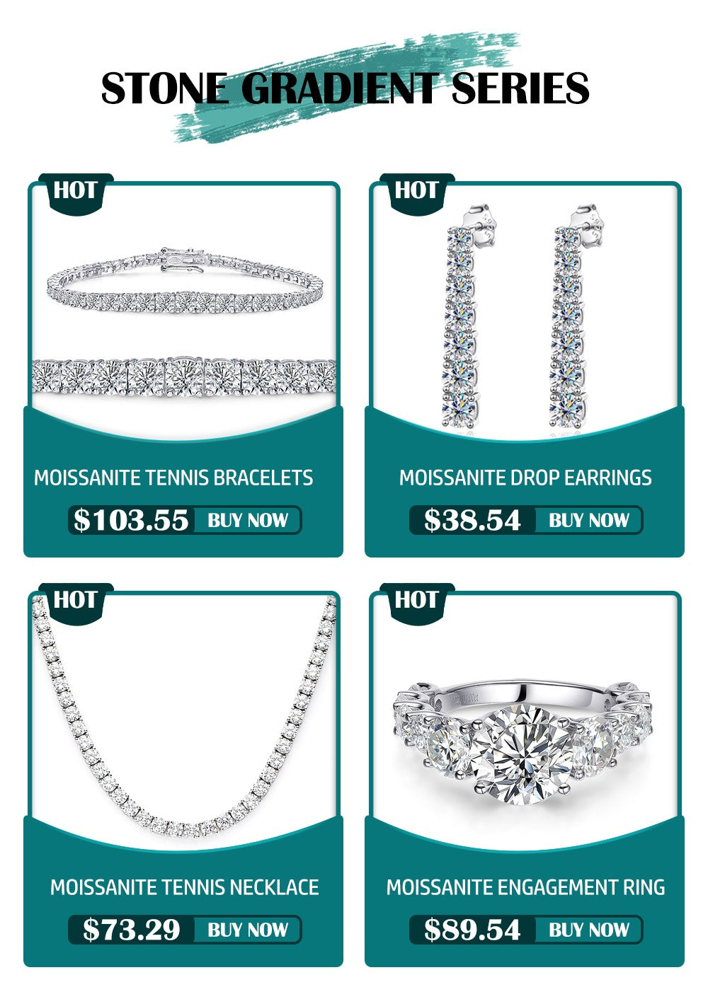 Colar Riviera de Moissanite com Certificado Gradiente de 3-5mm Gargantilha de Prata S925 para Mulheres