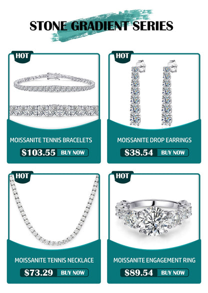 Colar Riviera de Moissanite com Certificado Gradiente de 3-5mm Gargantilha de Prata S925 para Mulheres