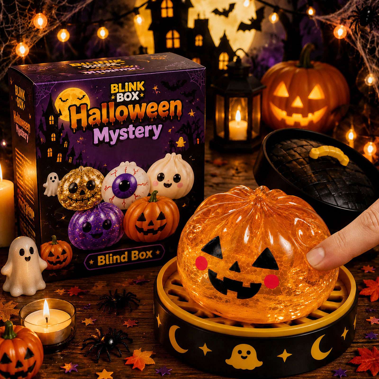 5.5cm Halloween ghost pinch music creative new squeeze decompression toy pinch decompression gift box set