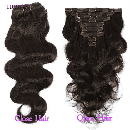 #2 Chocolate Brown Clip in Hair Extensions Real Human Hair Clip ins Double Weft Body Wave Clip ins for Women 8pcs 10-26 Inches