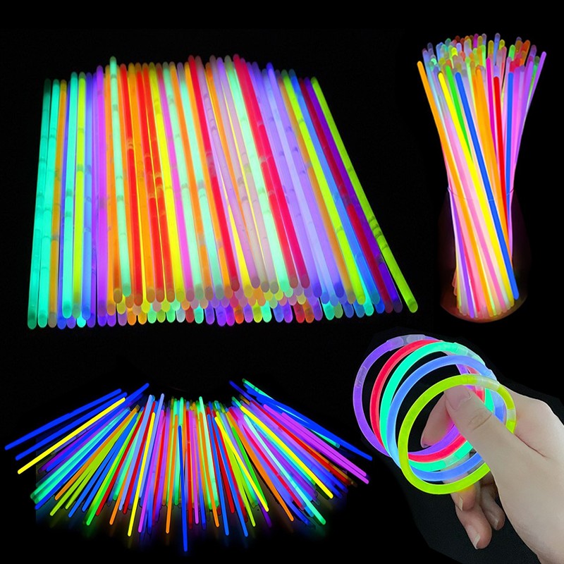 25-100PCS/Pack Party Fluorescence Glow Sticks DIY Bracelet Necklace Glowing in The Dark Stick Birthday Festival Party Supply ZYF