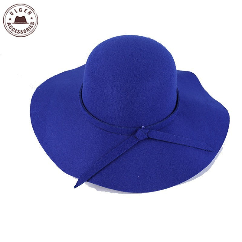 Fashion Winter Fedora Hats for Women Hat Vintage Bowler Jazz Top Cap Felt Wide Brim Floppy Sun Beach Cashmere Church Caps