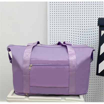 Double-layer expandable large-capacity luggage bag, new multi-functional foldable portable gym bag, sports travel bag-tan