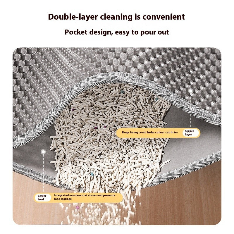 Tapete Higiênico para Gatos, Design de 2 Camadas, Tecnologia Premium de Retenção de Areia, Base Impermeável, Protetor de Chão Antiderrapante para Gatinhos Internos