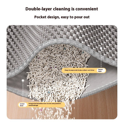 Tapete Higiênico para Gatos, Design de 2 Camadas, Tecnologia Premium de Retenção de Areia, Base Impermeável, Protetor de Chão Antiderrapante para Gatinhos Internos