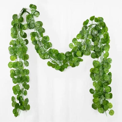 2.1M Green Ivy Leaf Hanging Vine Artificial Garland Silk Wall Plant Home Garden Decoration Wedding Party DIY Fake Wreath Leaves