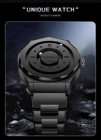 FOXBOX Creative Scrolling Pointer Magnetic Force Men's Quartz Wristwatches Outdoor Sports Waterproof Watch Men Relogio Masculino