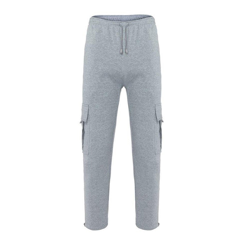 Men’s Loose Cargo Pants Casual Drawstring Elastic Waist Wide Leg Athletic Sweatpants Outdoor Trousers