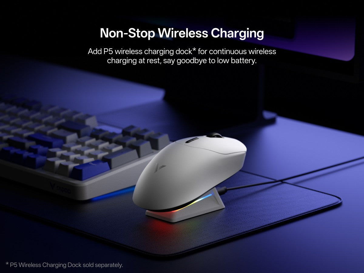 Mouse Gamer Sem Fio Rapoo VT2 MAX E-sports com Sensor Óptico de Taxa de Sondagem de 8K, Design Ergonômico, Leve (53g) para PC e Laptop