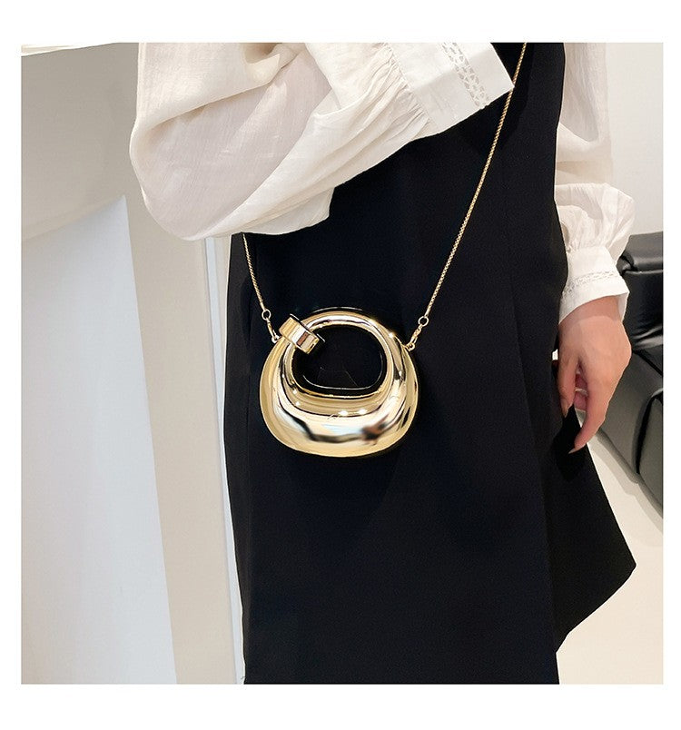 Fashion Crescent Mini Acrylic Chain Evening Bag for Women, Shoulder and Crossbody Bag