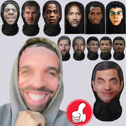 3D Printed Celebrity Realistic Face Mask Stretch Mesh Full Face Mask Men Role Play Headdress Hip Hop Balaclava Cosplay Mask