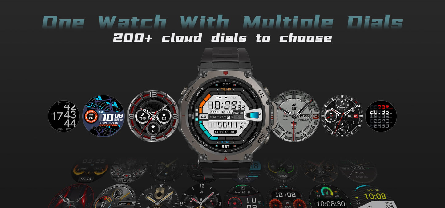 2025 New Military Bluetooth Call Smart Watch Built-in GPS Compass Barometric Altimeter 10ATM Waterproof Sports Smartwatches Men
