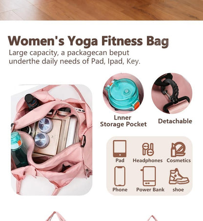 2025 New Women's Waterproof Yoga Mat Bag Fitness Pilates Portable Shoulder Bag with Shoe Compartment Dry and Wet Storage Bag