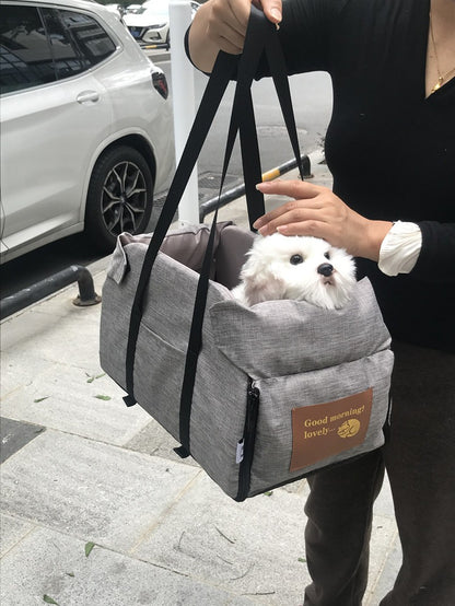 Assento de Carro para Cães Pequenos Assento para Console Central Assento Elevado para Carro Cesta de Transporte para Cães Portátil para Gatos Bolsa de Viagem de Segurança