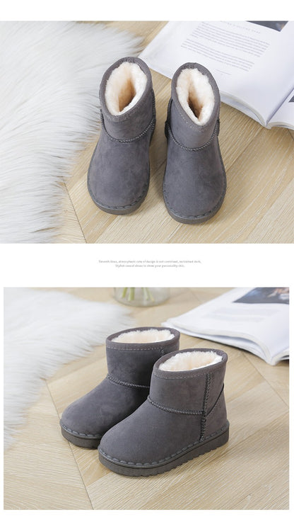 Children Snow Boots for Boys Girls Little Toddler Kids Thermal Boots Ankle Warm Classic Suede Flock Fabric Fashion Autumn Winter