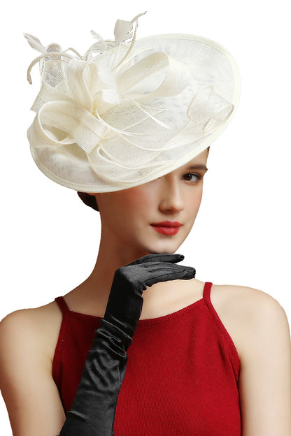 Grande Chapéu Fascinator Sinamay em Promoção Quente Chique Colorido Kentucky Derby Hat Chapéu de Chá com Flores Adorno de Cabeça Feminino Cartola Chapéu de Igreja