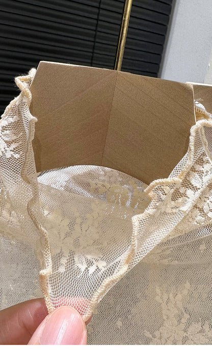 2024 New Lace Svel Mo Collar Top Women's Inner Wear f High Collar ort Length Base irt Korean Sle Commute Wind