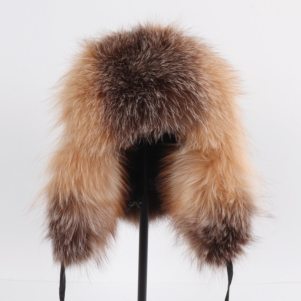 2025 Novo Chapéu Feminino Ushanka Russo de Pele de Raposa Natural Inverno Grosso Quente Orelhas Moda Chapéu Bomber Senhora Gorro Genuíno de Pele de Raposa Real
