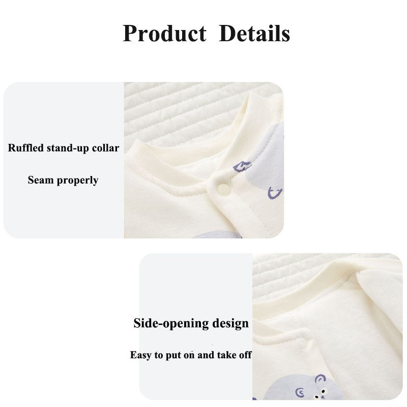 Xmas 2025 Winter 100% Cotton Thick Baby Jumpsuit Class A Skin Friendly 0-18M Side-release Button  Animal  Print  for Boys Girls